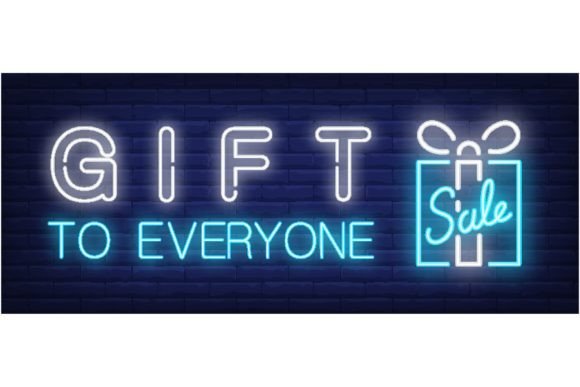 Download Gift to Everyone, Sale Neon Text with Gi - Sale Collection