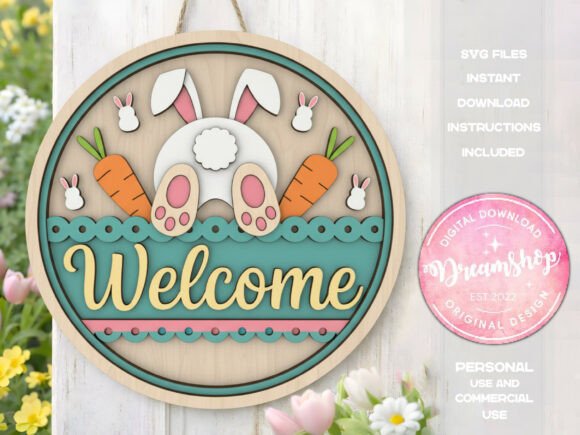 Download Easter Bunny Welcome Sign SVG - Svg Collection