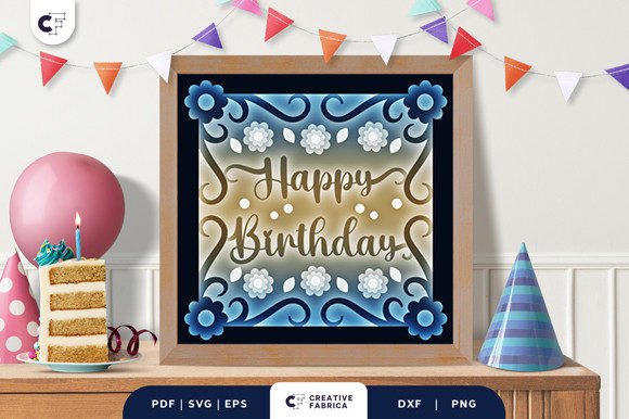 Download Floral Birthday Box 3D Shadow Box SVG - Svg Collection