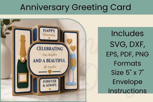 Download Anniversary Card 3D Template SVG - Svg Collection